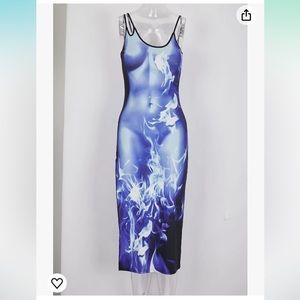 3D Body Print Blue Fire Dress